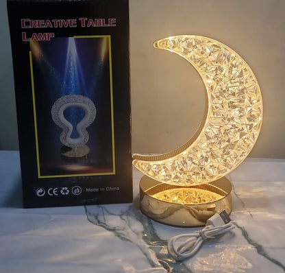 LED Battery Rechargeable Creative Table Lamp | Warm & White Light | Available in Crescent, Star, and Cloud Shapes