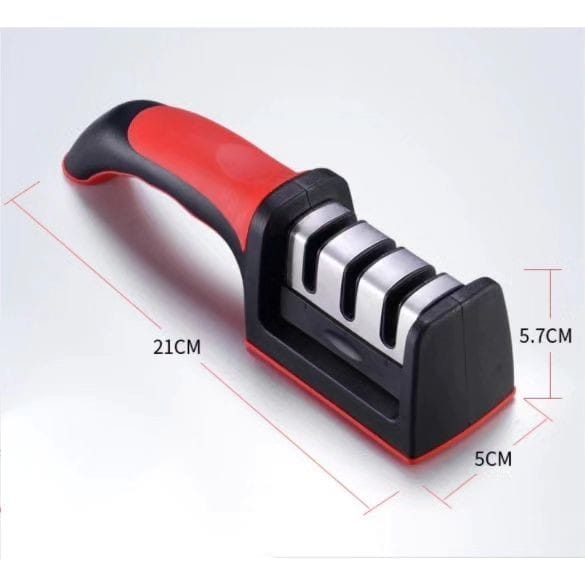 3 Slots Knife Sharpener | Coarse, Fine & Honing Sharpening | Durable Construction | Easy to Use Kitchen Tool | Manual Kitchen Knife Sharpener | User Friendly Sharpener with Anti-Skid Base & Multiple Grinding Positions