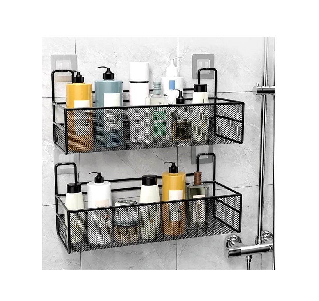 Large Mesh Bathroom Rack | Self-Adhesive Organizer with No Drilling Required