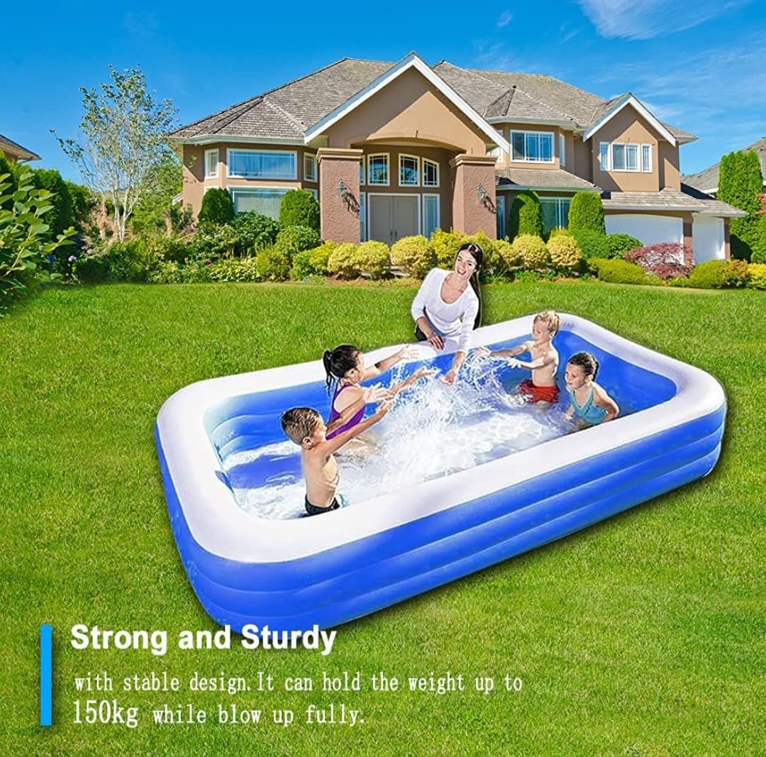 Summer Inflatable Swimming Pool for Kids & Family | Durable & Skin-Friendly | Includes Electric Pump | 3M x 1.85M x 56CM