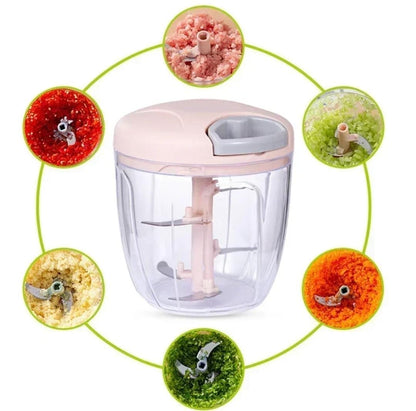 900ml Manual Pull Food Chopper | Garlic Chopper & Hand String Vegetable Cutter for Fruits, Nuts, and More