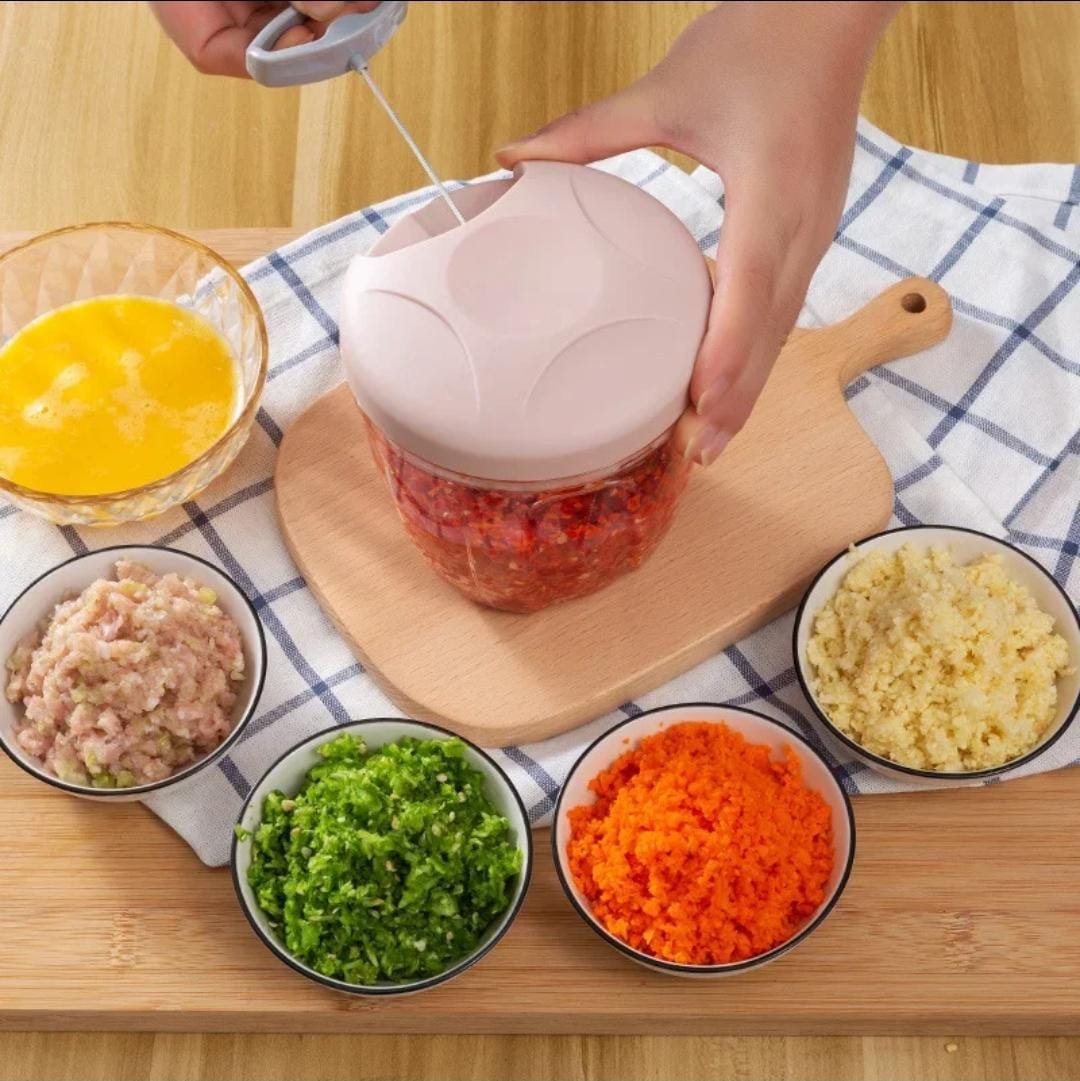 900ml Manual Pull Food Chopper | Garlic Chopper & Hand String Vegetable Cutter for Fruits, Nuts, and More