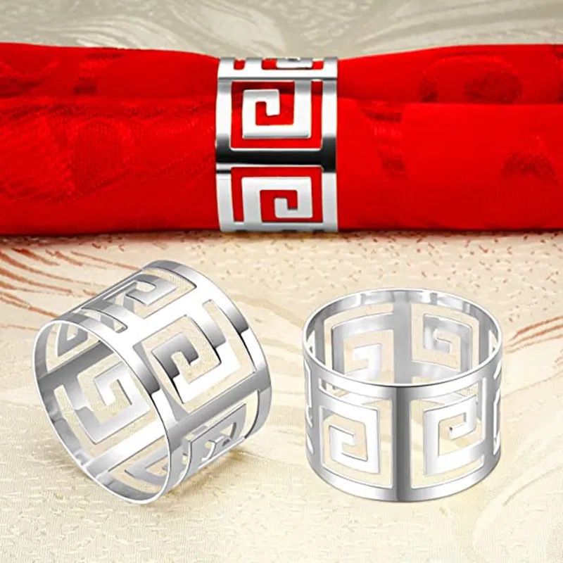 Napkin Rings For Dining Table 6pcs | Silver & Gold Elegant Stainless Steel Wedding Table Decoration Napkin Rings