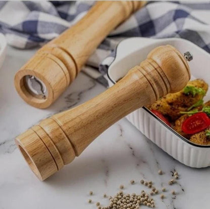 Wood Salt Pepper Grinder Mill | Adjustable Stainless Steel Mechanism | 21 cm