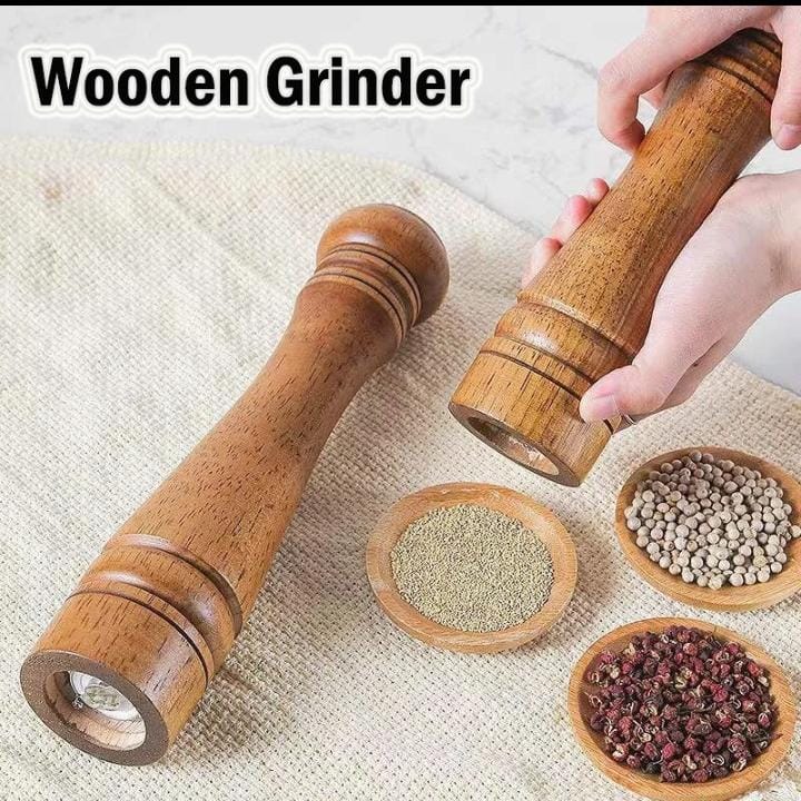 Wood Salt Pepper Grinder Mill | Adjustable Stainless Steel Mechanism | 21 cm