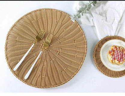 6 Piece Rattan Unique Mats Set | 33cm Diameter Stylish Mats | Perfect for Home Decor