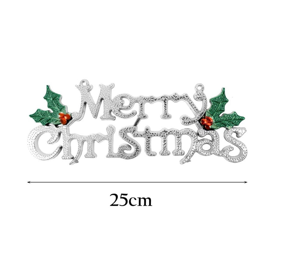 1pc Merry Christmas Letter Hanging Sign | Gold & Silver Xmas Tree Pendant | Alphabet Door & Window Ornament | New Year Decorations (20cm & 25cm)