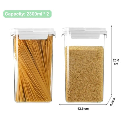 Quality Airtight Stackable Acrylic Cereal Containers | 2300ml, 15x8x24.3cm