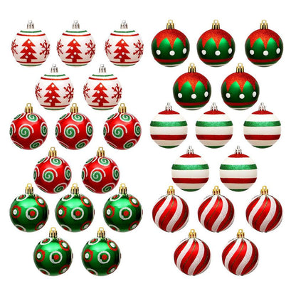 30Pcs Christmas Ball Hanging Pendants | Round Xmas Ornaments | Festive Christmas Tree Decorations