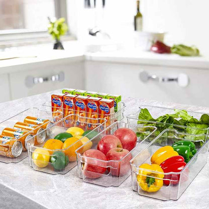 Long Acrylic Fridge and Shelves Open Storage Containers Transparent Organizers for Kitchen, Pantry, and Shelving