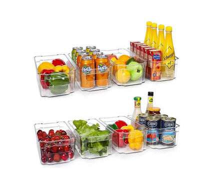 Long Acrylic Fridge and Shelves Open Storage Containers Transparent Organizers for Kitchen, Pantry, and Shelving