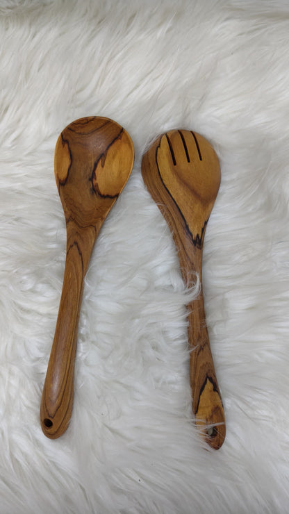 2 pcs Mahogany Wooden Kitchen Utensil Cooking Set | Durable & Eco Friendly Cooking Tools | Cooking Stick