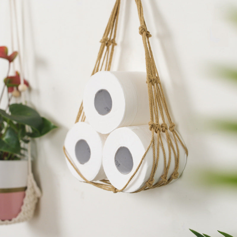 Nordic-Style Hanging Cotton Rope Roll Paper Holder