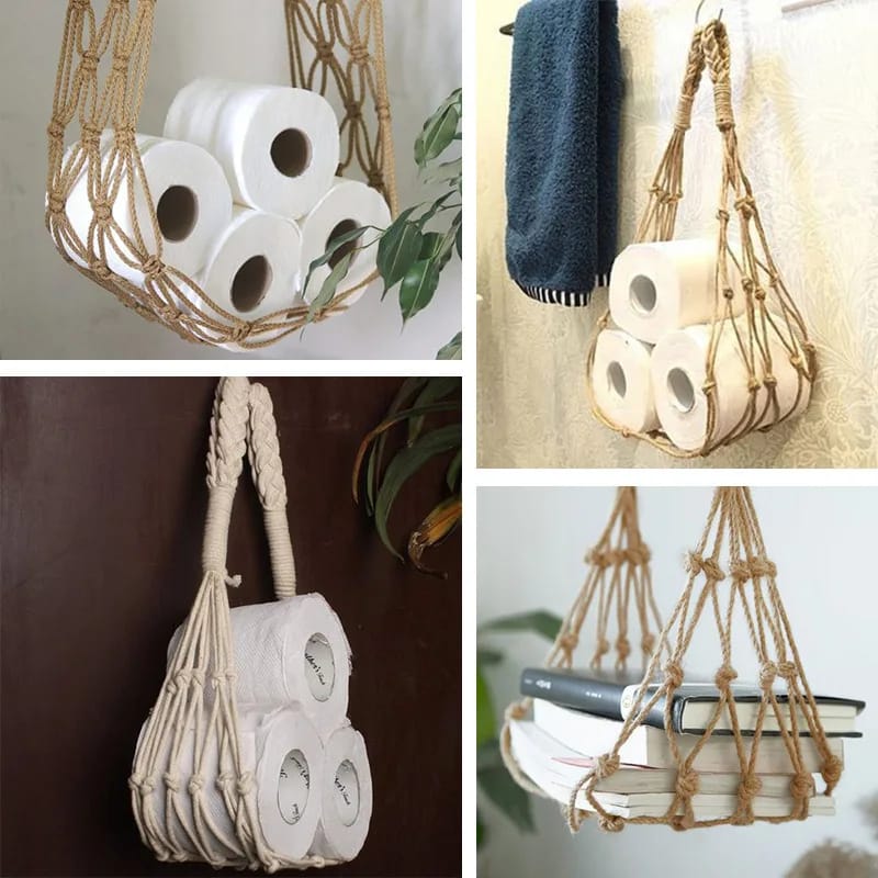 Nordic-Style Hanging Cotton Rope Roll Paper Holder