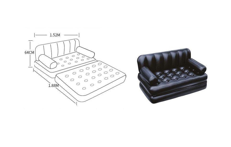 5in1 Bestway Inflatable Pullout Sofa + Free Electric Pump | 1.88m x 64cm x 1.52m