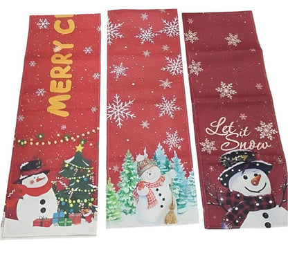 Christmas Table Runner | Merry Xmas Linen Table Cover (33x183cm)  Merry Xmas