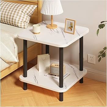 Minimalist Coffee Table | Double Layer Storage | Modern Corner Tea Table 50x50x53cm