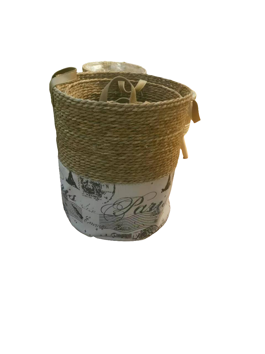 Furaha Finds Handmade Stackable Baskets Set of 3 Durable, eco friendly woven storage solution for home, office, and decorative use.