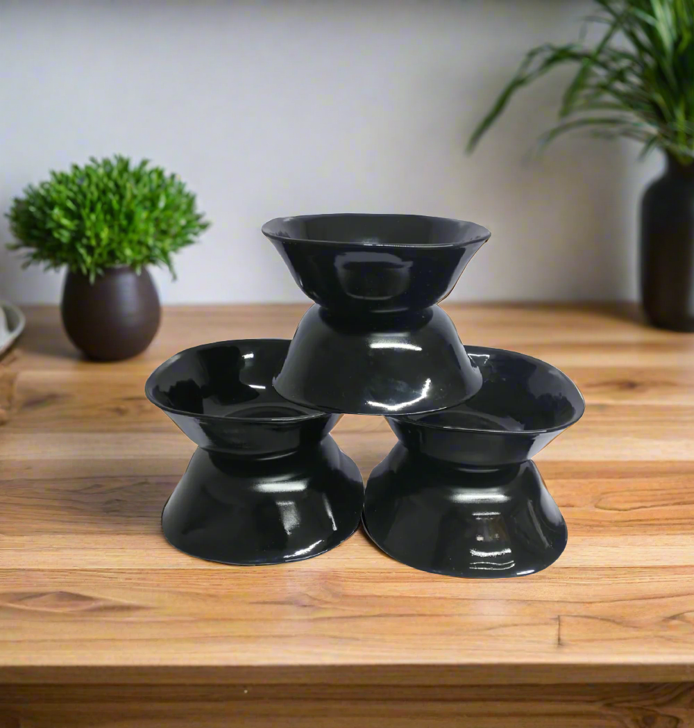 Set of 6 Black High Quality Ceramic Soup Bowls | Elegant and Durable Dinnerware for Soups and Stews