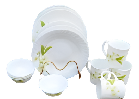 High Quality Ceramic 16 Pcs Classique Dinner Set | Snowdrops |  Ideal for both casual meals and formal dining settings