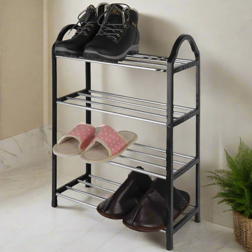 Furaha Finds 4 Layer Space saving Folding Shoe Rack Compact and foldable shoe storage solution for apartments,dorms, and closets