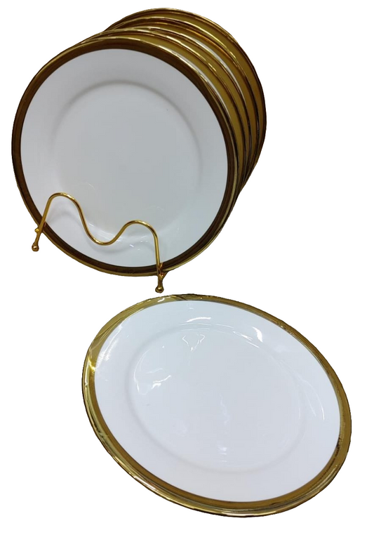 6 Piece Classy Ceramic Dinner Plates with Gold Rim | Suitable For Home Use, Events, & Fine Dining Experiences