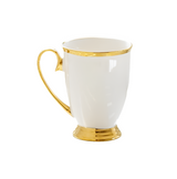 Shapely Ceramic Cup with Gold Ring/400ml, White Finish 8.5 *11* 6cm