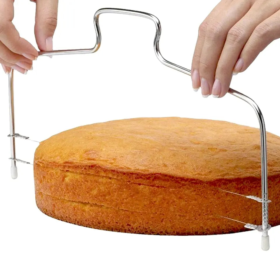 Double Wire Adjustable Cake Cutter | Stainless Steel Layering & Leveling Tool for Cakes | Perfect for Baking & Decorating