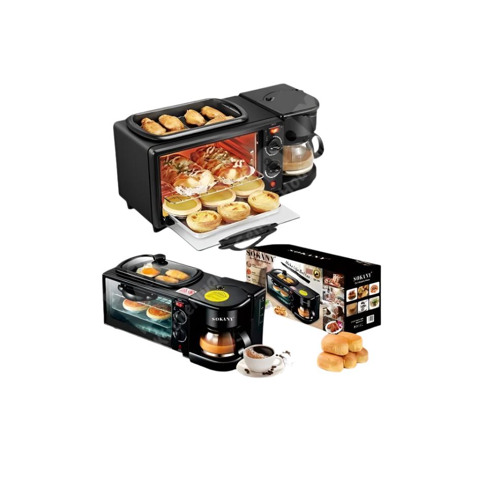 3in1 Sokany Breakfast Maker | Multifunctional Electric Crepe Machine | Mini Round Breakfast Sandwich, Waffle & Crepe Panini Maker.