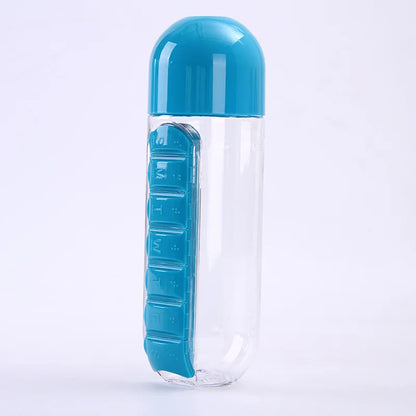 Pill Organizer Water Bottle | 2-in-1 Multifunctional Water Bottle with 7-Day Pill Storage | Available in 5 Colors