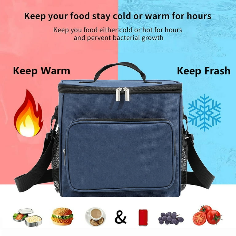 Insulated Lunch Bags | Thermal Lunch Tote for Food Storage and Freshness | Office Work School Insulated Lunch Bags, Black, Navy Blue