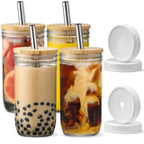 500ml Glass Cup with Lid and Straw | Transparent Bubble Tea Cup, Juice Glass, Beer Can, Milk Mocha Cups, Breakfast Mug Drinkware