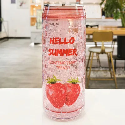 Hello Summer" Acrylic Smoothie/Party Cups with Straw | 600ml | Available in 3 Fun Shapes