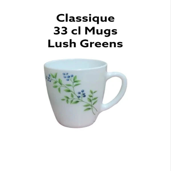 Signature Set of 6 Lush Green Mugs | 330 ml Capacity | 330 mm Size | Vibrant Design for Hot Beverages