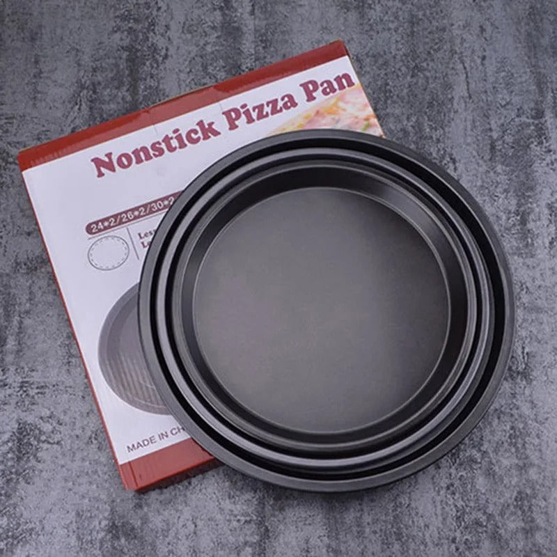 3Piece NonStick Pizza Pan Set | Carbon Steel | 24cm, 26cm, 28cm | Durable & Easy Handling