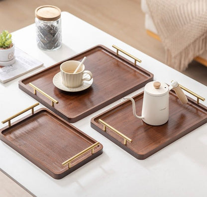 EcoFriendly 3 PieceBamboo Serving Tray Set | Versatile Wooden Trays for Serving or Display (Brown)