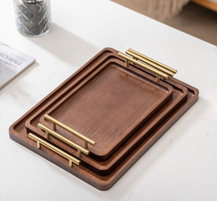 EcoFriendly 3 PieceBamboo Serving Tray Set | Versatile Wooden Trays for Serving or Display (Brown)