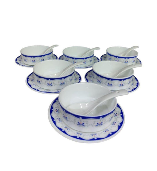 18 pcs Larah Opalware Glass Soup Set | Royal Blue | Suitable For Use In Restaurants, Cafes, & Other Foodservice Environments