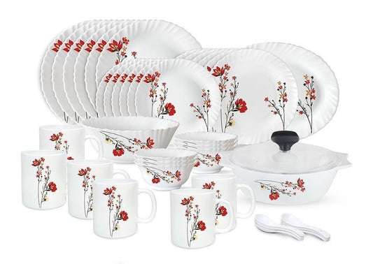 Signature 40 pcs  Dinner Set | Chrys Red | Vibrant and Stylish Dining