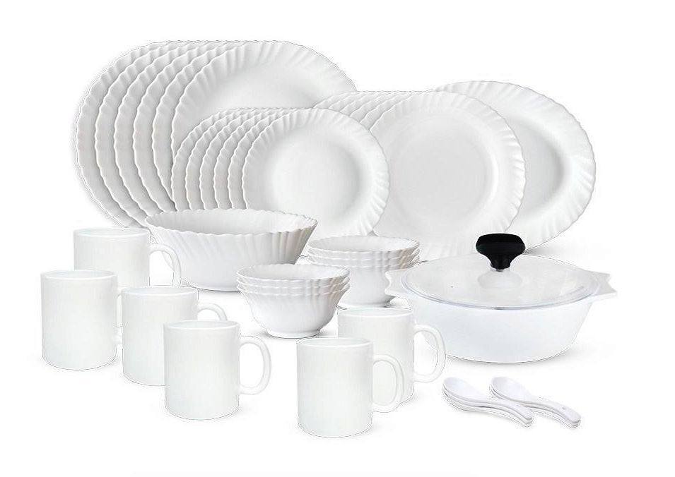 Signature 40 pcs  Dinner Set | White Plain | Elegant and Versatile | Porcelain