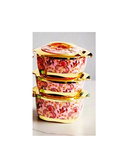 Redberry Floranza Designer Insulated Hotpots Set | Premium Plastic Floral Food Warmer | Durable Hot Food Storage & Serving Hotpots