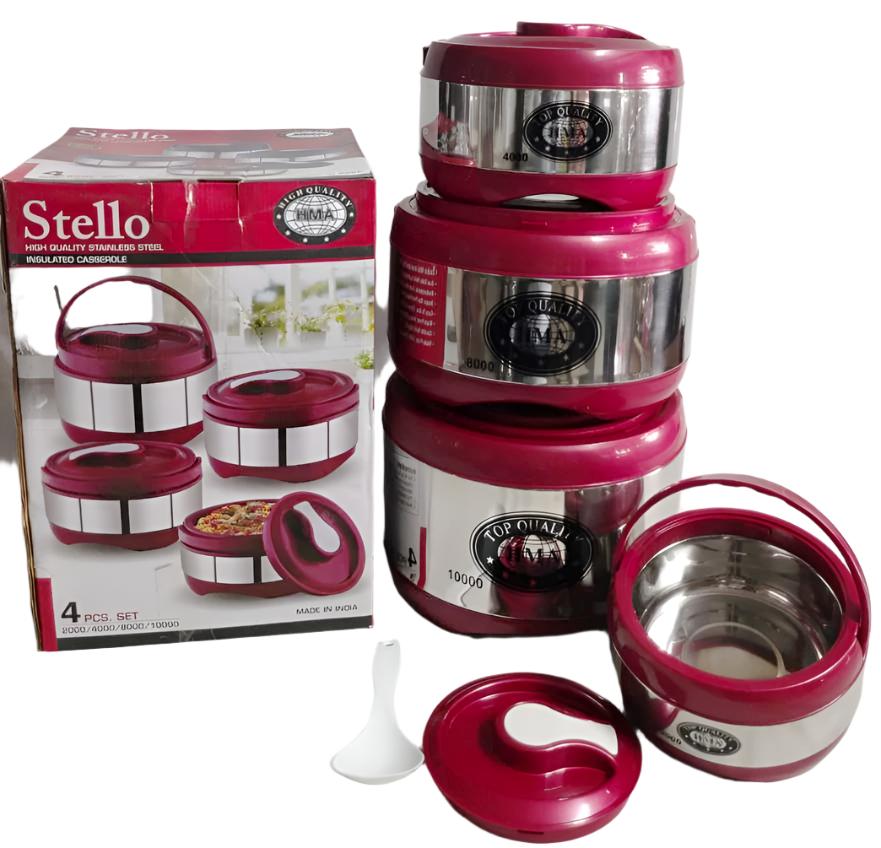 Stainless Steel Insulated Hotpot | Stello Jumbo 4-Piece Set | Premium Food Storage & Serving Containers