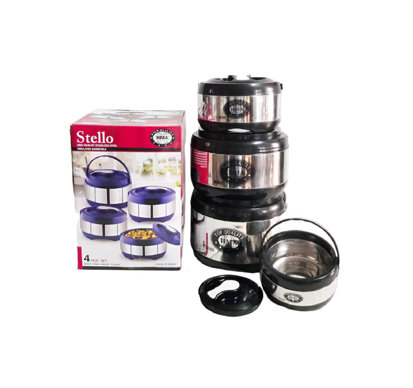 Stainless Steel Insulated Hotpot | Stello Jumbo 4-Piece Set | Premium Food Storage & Serving Containers