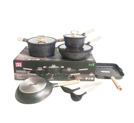 UCC Life,10 pcs set Non-stick Cookware With Induction Base  15-  UL 10 P, cooking sets, casserole pan, cooking shovels,cookware