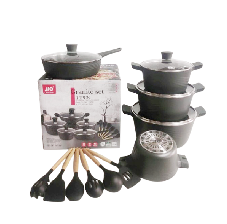 Nonstick Granite Cookware  16 Pcs Set | Kitchen Cookware Set Accessories | Multifunctional | Serving & Cooking