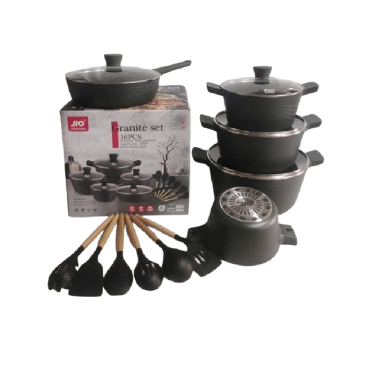 Nonstick Granite Cookware  16 Pcs Set | Kitchen Cookware Set Accessories | Multifunctional | Serving & Cooking