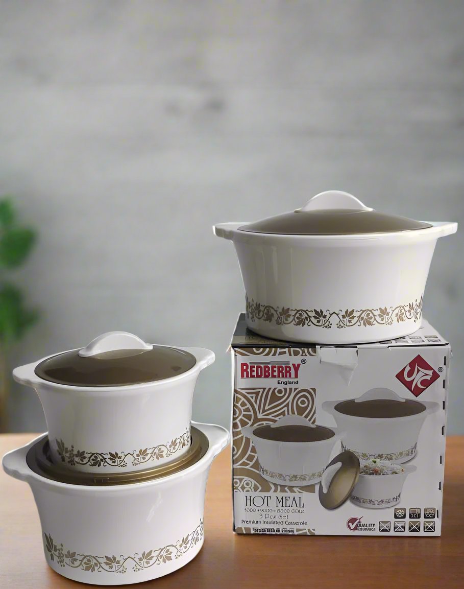 Redberry Plastic Hotpot | Hot Meal 3 Piece Set | 5000ml, 9000ml, 12000ml | High Quality Plastic with Thermal Insulation