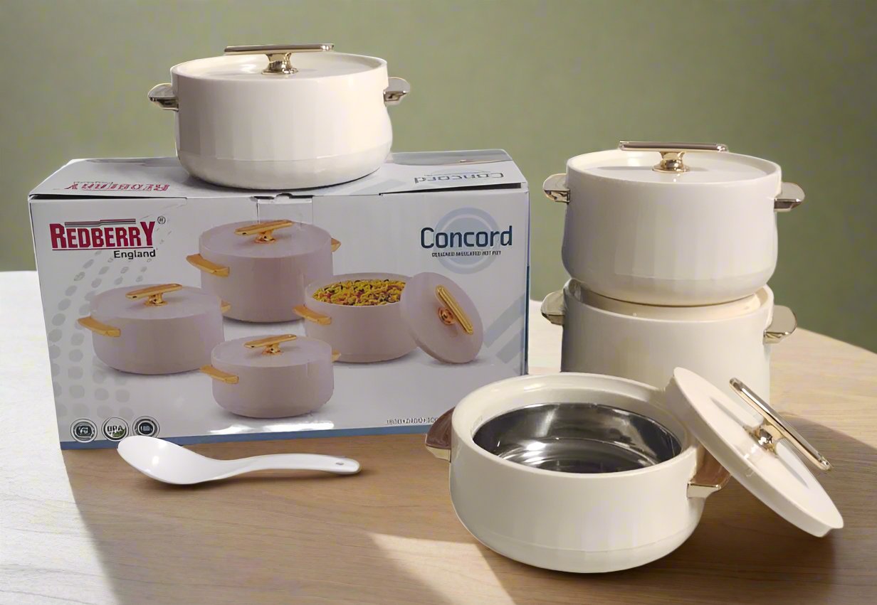 Redberry Plastic Designer Hotpot | "Concord" 3Piece Set | 2400ml, 3000ml, 3600ml | Durable Plastic with Sophisticated Finish