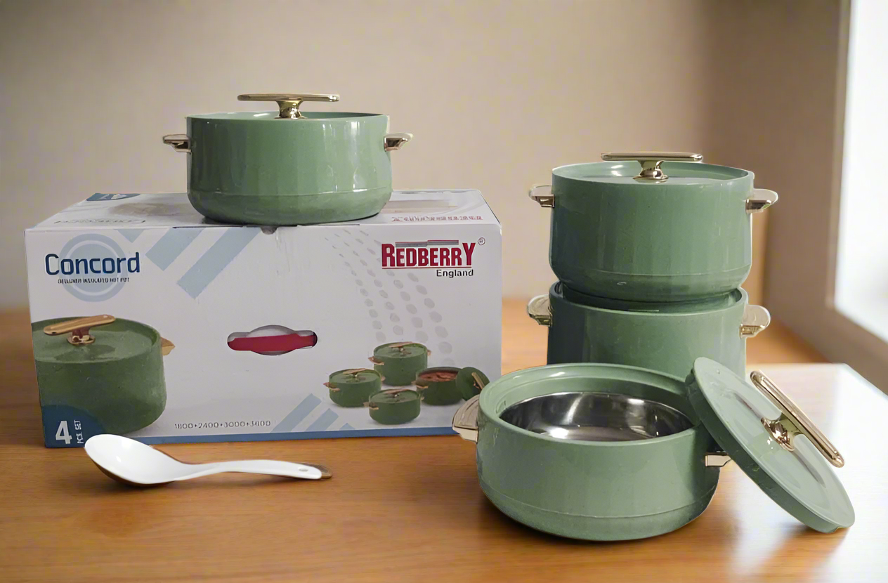 Redberry Plastic Designer Hotpot | "Concord" 3Piece Set | 2400ml, 3000ml, 3600ml | Durable Plastic with Sophisticated Finish