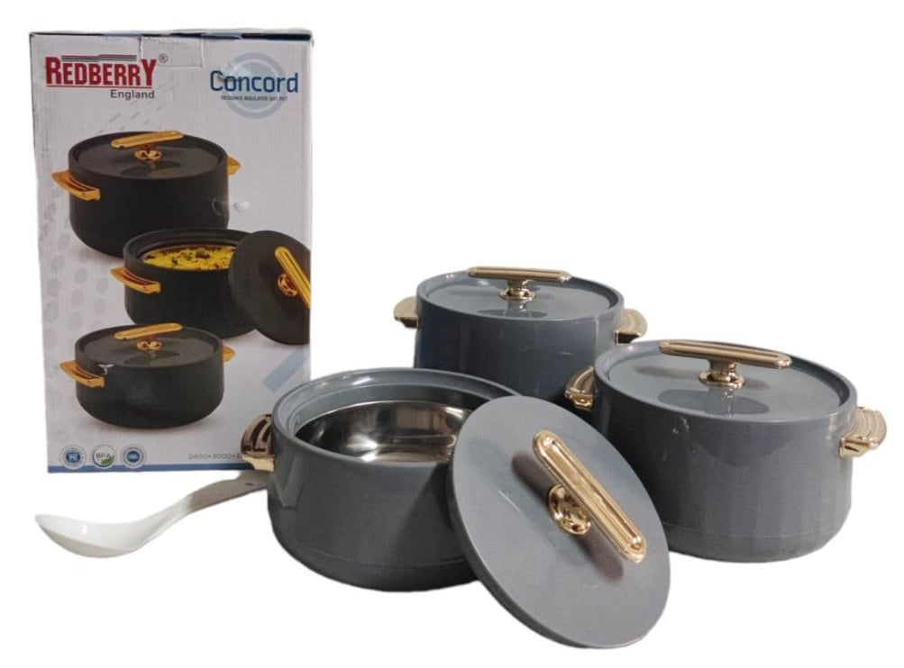 Redberry Plastic Designer Hotpot | "Concord" 3Piece Set | 2400ml, 3000ml, 3600ml | Durable Plastic with Sophisticated Finish